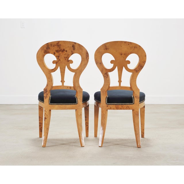 Set of Twelve Viennese Biedermeier Style Burlwood Dining Chairs For Sale - Image 9 of 18