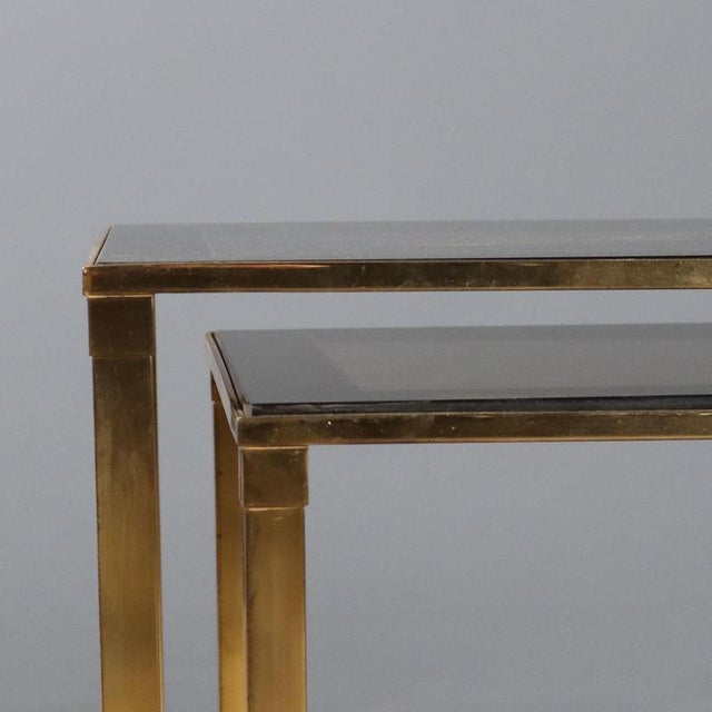 Vintage Coffee Tables in Brass and Smoked Glass, Italy, 1960s, Set of 2 For Sale - Image 5 of 10
