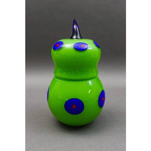 Mid 20th Century Shafaq Malik B.A.G. Czech Borovier & Toso Green Art Glass Pear Candy Jar For Sale - Image 4 of 12