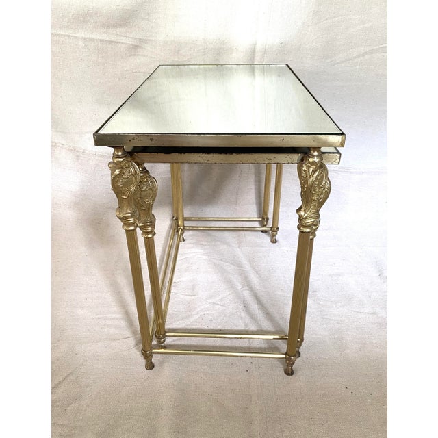 Neo-Classic French Brass Nesting Tables - a Pair For Sale - Image 9 of 12