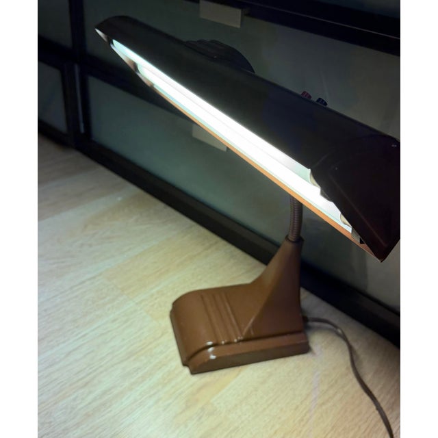 1940s Vintage Art Specialty Co Metal Gooseneck Industrial Desk Lamp For Sale - Image 5 of 10