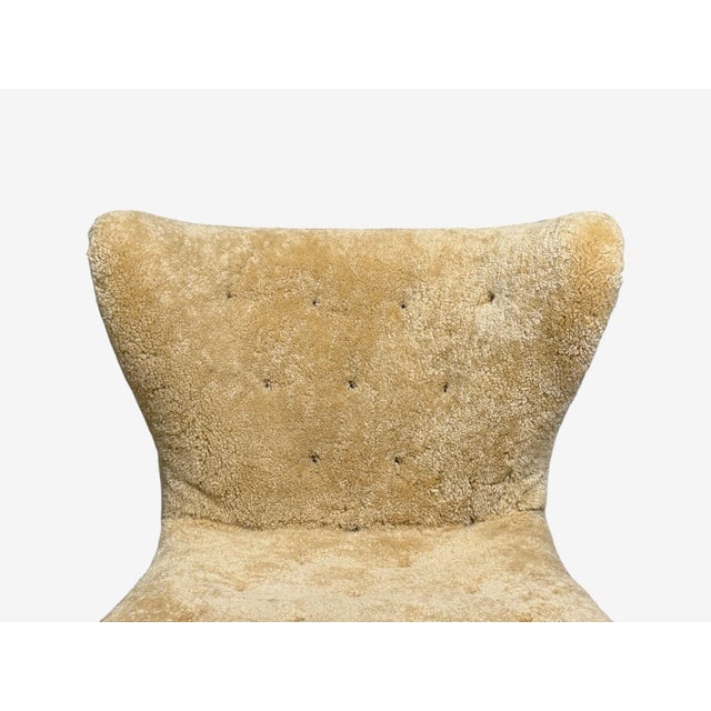 1940s Erik Bertil Karlén, Rare Easy Chair, Beech, Shearling, Sweden, 1940s For Sale - Image 5 of 8