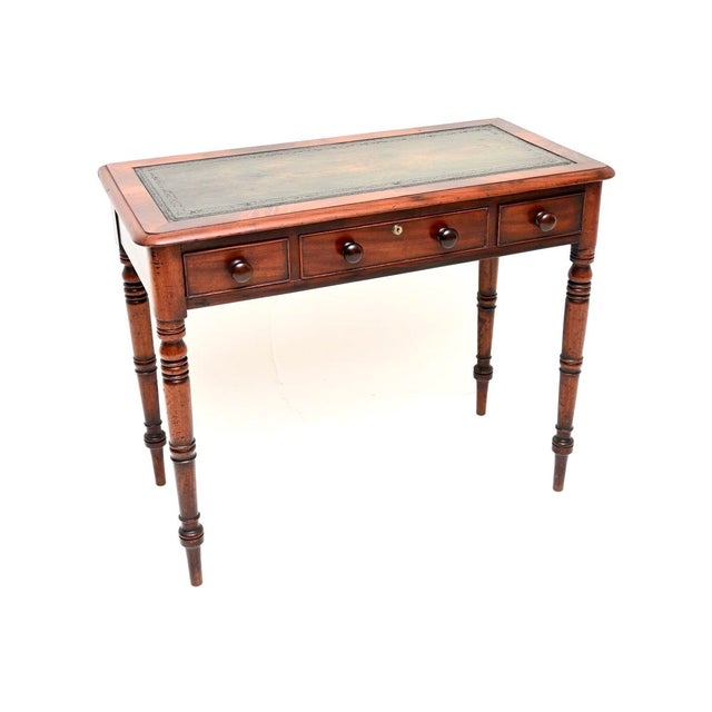 Antique Early Victorian Leather Top Writing Table, 1830s For Sale - Image 11 of 11