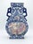 Blue and White Chinese polychrome porcelain vase with intricate, colorful hand-painted court scenes on the belly. The form...