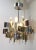 1970s Mid-Century Modern Gaetano Sciolari brass, chrome and Lucite petite chandelier.