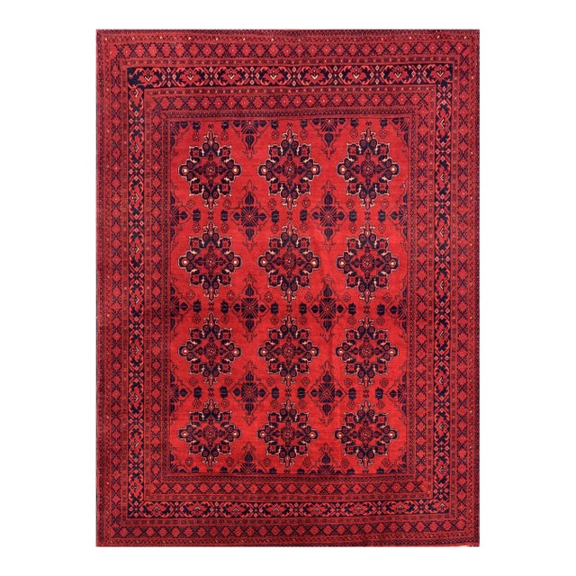 Fine Quality Hand Knotted Afghan Khal Muhammadi Wool Area Rug 9.2 X 6.7 Ft For Sale