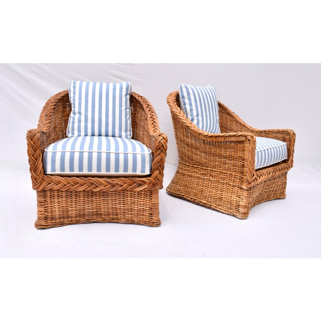 Baker Furniture Company 1980s Italian Wicker Works Braided Rattan Seating Set, 3 Pieces For Sale - Image 4 of 11