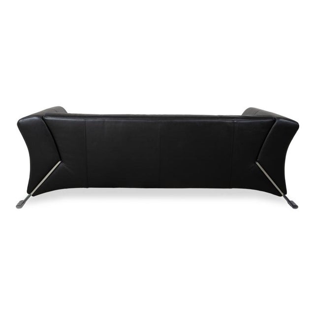 Model 322 2-Seater and 3-Seater Sofas in Black Leather from Rolf Benz, Set of 2 For Sale - Image 12 of 18