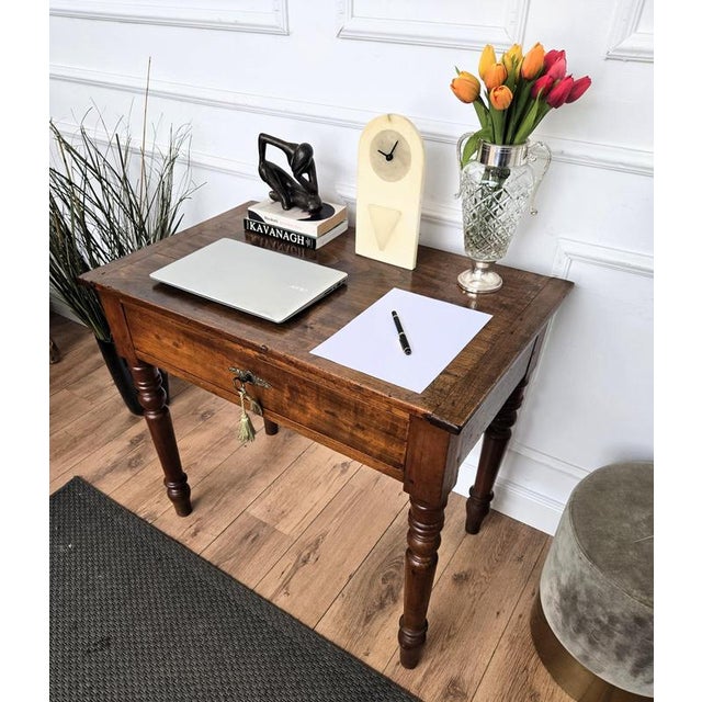 Antique Italian Rustic Walnut Writing Table, 1890s For Sale - Image 4 of 10
