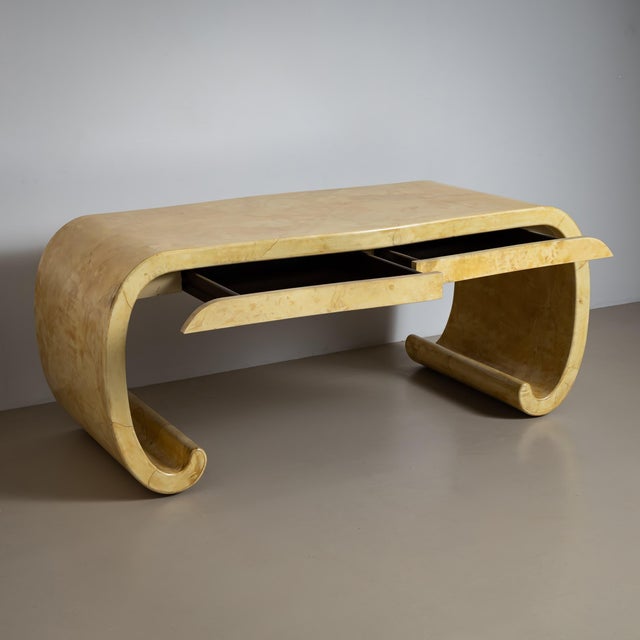 Modern Parchment-Covered Desk, Attributed to Karl Springer, 1960-80s For Sale - Image 3 of 8