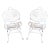 Mid 20th Century Painted White Ornate Metal Garden Chairs Set of 2 For Sale