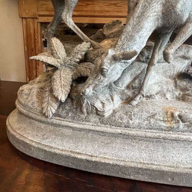 Max Arthur Waagen, Stag and Doe Sculpture, 1800s, Bronze, Metal and Zinc For Sale - Image 11 of 16