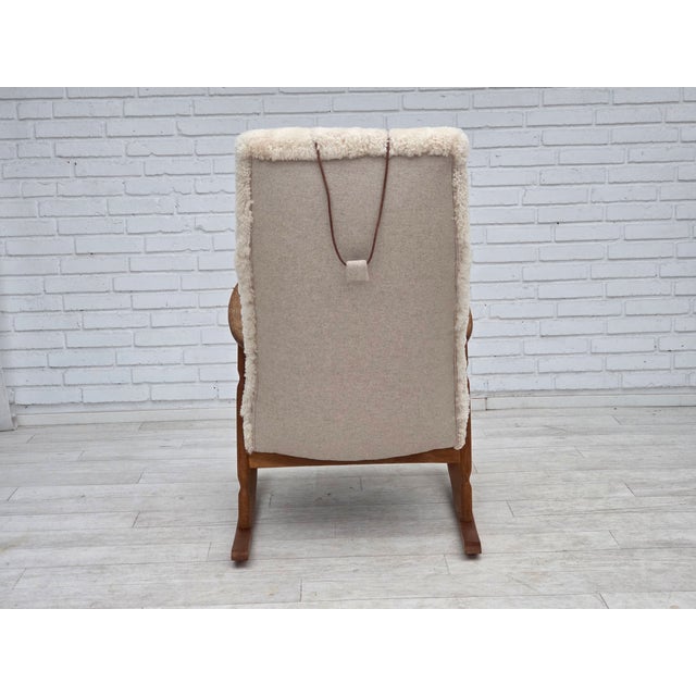Vintage Danish Rocking Chair in Sheepskin, 1970s For Sale - Image 17 of 18