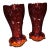 Pair of Nortec Vases Le Smith Amberina Glass Red Orange Amber 1900's Iridescent Star For Sale