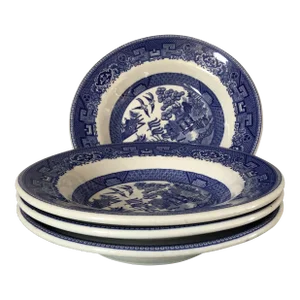 Vintage Caribe China Blue Willow Pattern Dinner/Soup Bowls S-4
