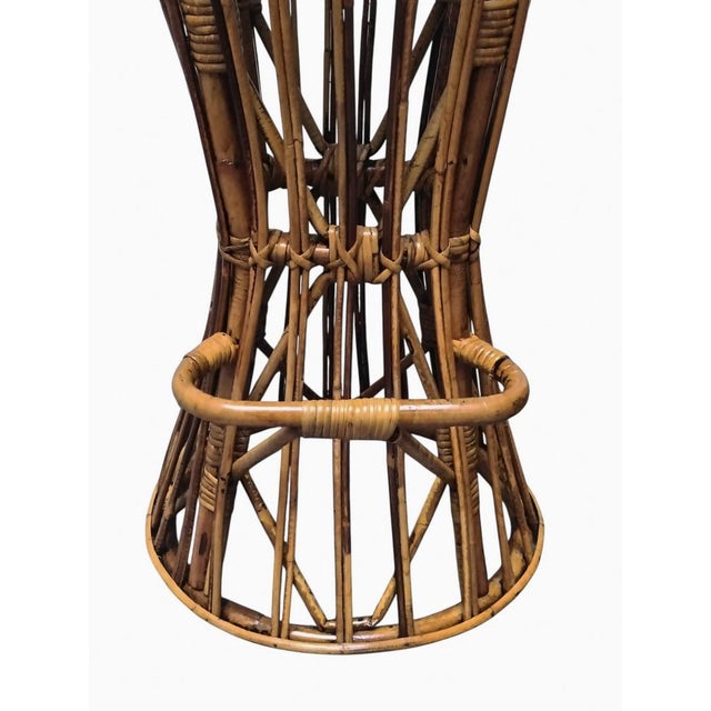 Brown Hourglass-Shaped Woven Wicker Stools in the style of Tito Agnoli, Italy, 1960s, Set of 2 For Sale - Image 8 of 11