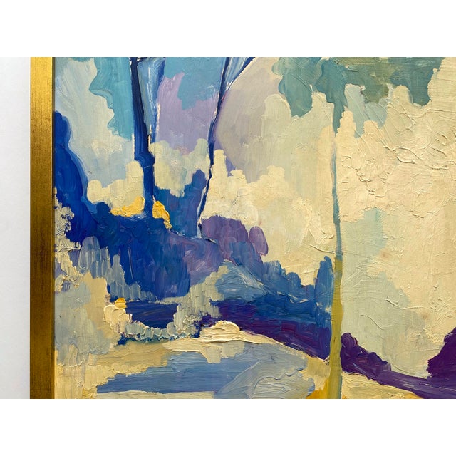 Wood Glenn Radtke Vintage Fauvist " California Landscape " Framed Original Mid Century Modernist Impasto Oil Painting For Sale - Image 7 of 18