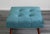 Mid Century Style Teal Chenille Ottoman With Walnut Legs For Sale - Image 4 of 13