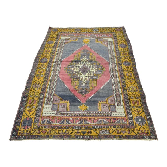 1960s Vintage Hand Knotted Oushak Anatolian Rug For Sale