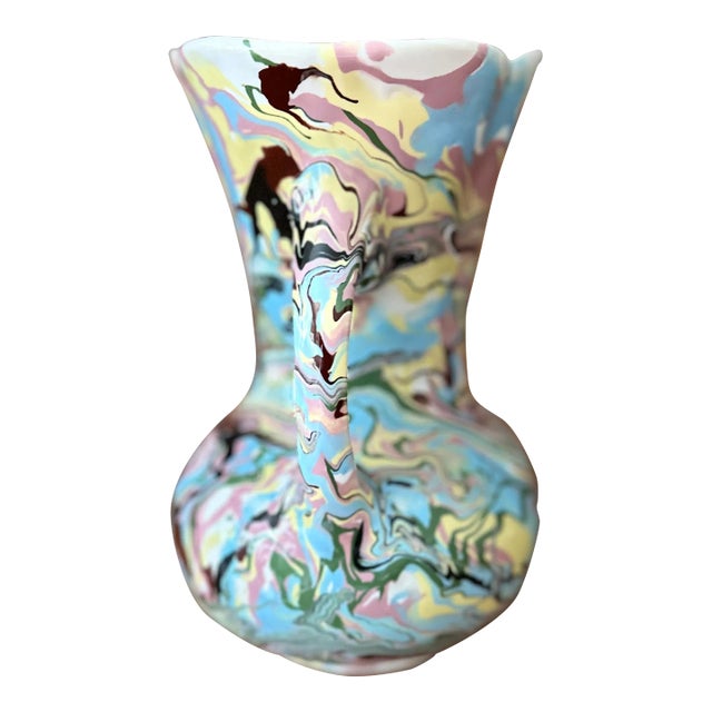 1960s Marblized Glazed Vase. Marble Glaze. Mephis Style For Sale