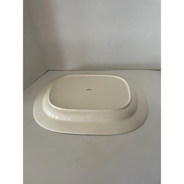 1980s Vintage Albert Kessler & Company Hand-Painted Blue & White Porcelain Japanese Oval Platter For Sale - Image 5 of 7