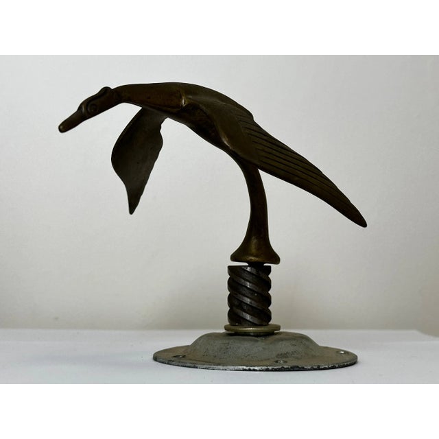 Art Deco 1930s Art Deco British Brass Flying Stork Bird Car Mascot Figurine For Sale - Image 3 of 11