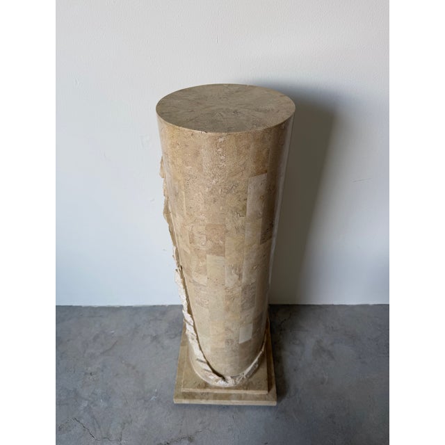 Mid-Century Modern Vintage Maitland Smith Style Tessellated Stone Pedestal Column For Sale - Image 3 of 12