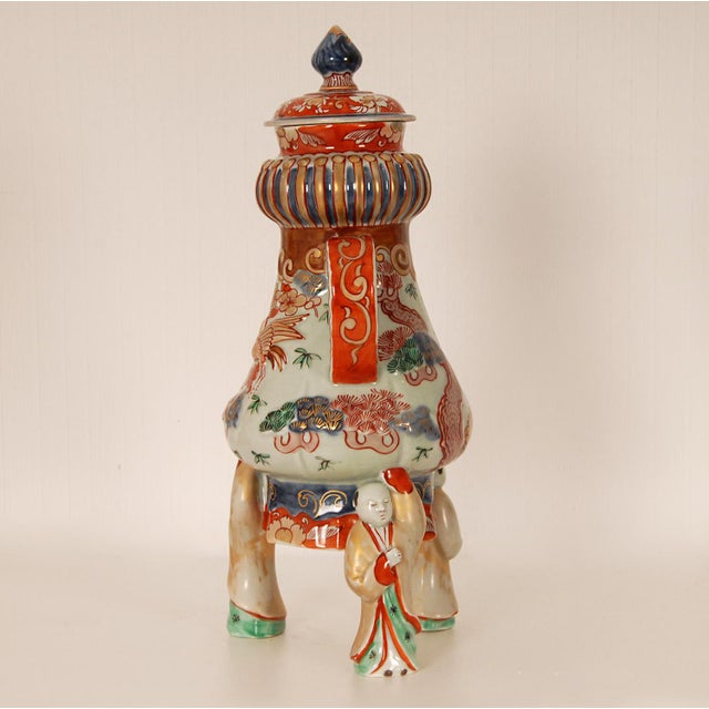 Japanese Antique Imari Porcelain Japanese Jug Cranes by Samson Paris Tea or Coffee Pot Arita For Sale - Image 3 of 12