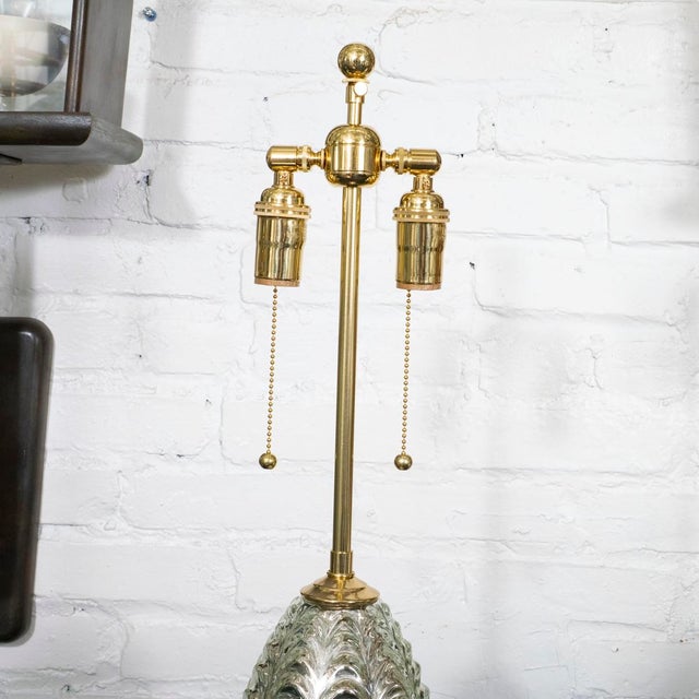 Pair of molded mercury glass table lamps For Sale - Image 4 of 7