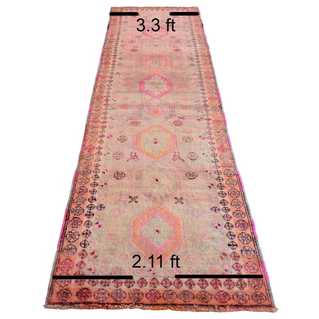 Antique Kurdish Runner Herki Rug. Hand-Knotted 100+ Years Old Tribal Runner - 3′3″ × 11′11″ For Sale - Image 12 of 12