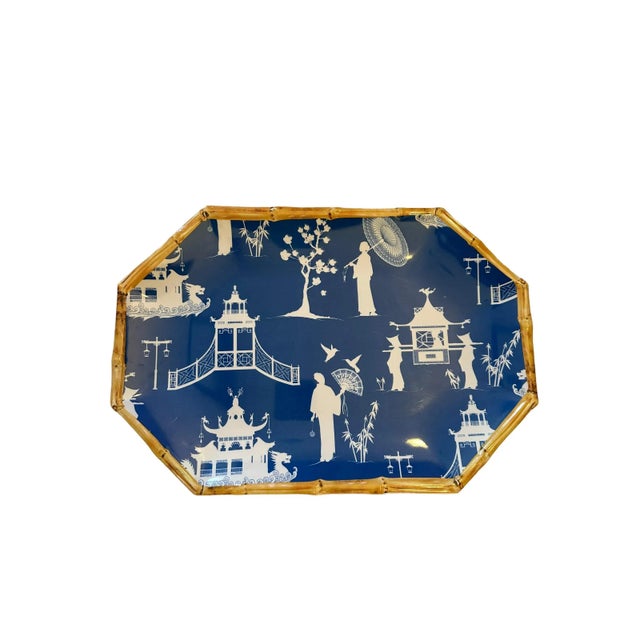 Kim Seybert Cobalt and White Chinoiserie Melamine Luncheon Set - 9 Pieces For Sale - Image 9 of 12