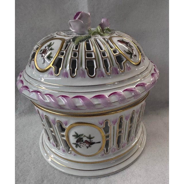 Late 20th Century Late 20th Century Herend Rothschild Bird Biscuit Barrel & Lid For Sale - Image 5 of 12