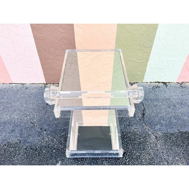 1960s Mid-Century Modern Mirrored Lucite Bar Cart For Sale - Image 11 of 12