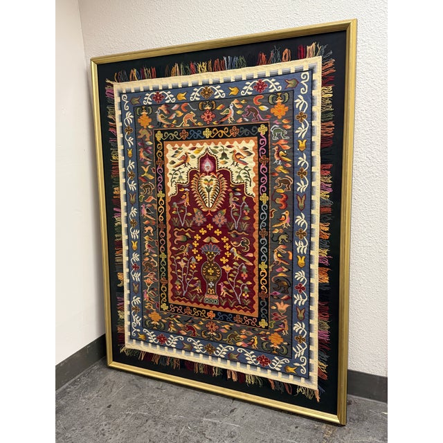 Design Plus Gallery presents a Tapestry Wall Art from Brazil. This framed textile artwork showcases a colorful woven...