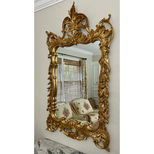 Wood Vintage Italian Carved Giltwood Mirror For Sale - Image 7 of 7