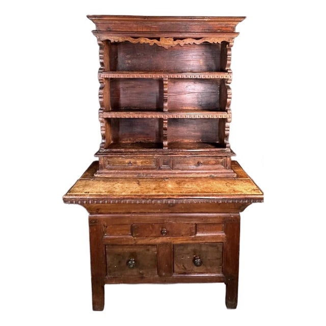 18th Century Rustic Italian 2pc Walnut Cabinet For Sale