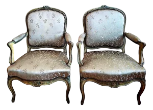 Pair of 19th-Century Louis XV-style Painted Armchairs
