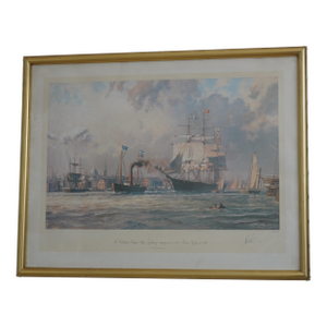 Tall Ship Print Boston Clipper Ship Under Tow Framed Art by John Stobart