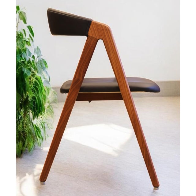 Danish Chair in Teak with Seat and Back in Black Leather, 1960s For Sale - Image 6 of 12