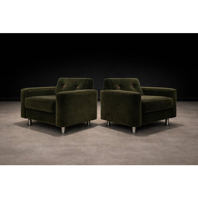 Wood Pair of “Pullman” Armchairs in Dark Olive Velvet, Jorge Zalszupin for L’Atelier, Brazil, 1970s - Lot 146-566 For Sale - Image 7 of 16