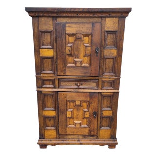 18th Century Baroque Oak Geometric Cabinet For Sale