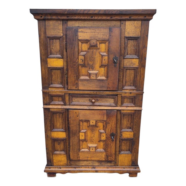 18th Century Baroque Oak Geometric Cabinet For Sale