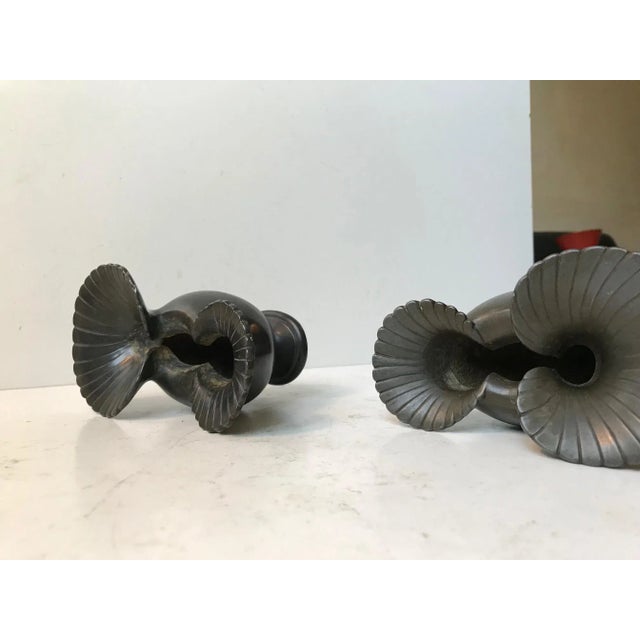 - A pair of Hen shaped vases - Designed by Just Andersen - Designed around 1930 - This shape allows for small flower...