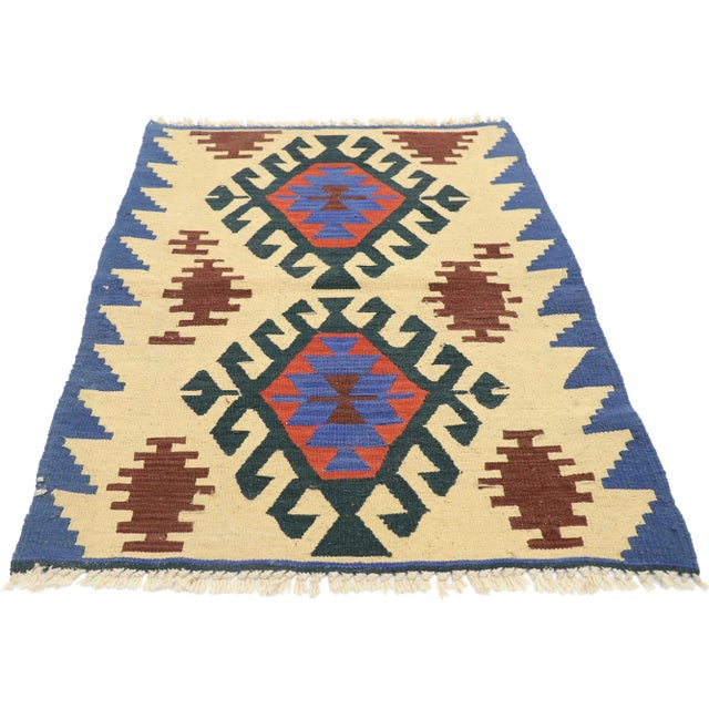 Tribal Vintage Persian Shiraz Kilim Rug - 02'02 X 03'07 For Sale - Image 3 of 9