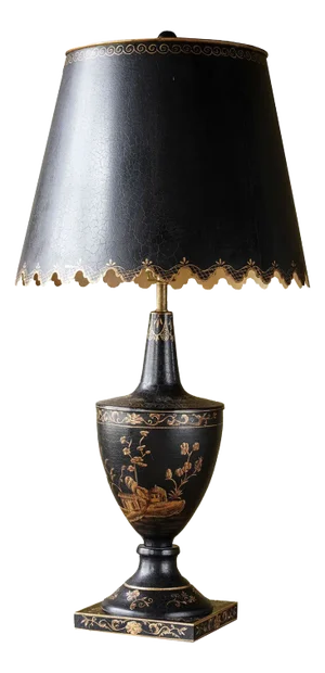 Matthew Izzo Home Hand Painted Tole Table Lamp With Crackle Finish Shade - New