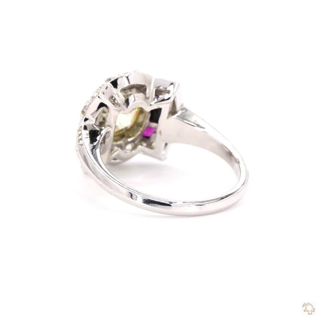 Art Deco 2.47 Carat Old European Cut Diamond Onyx Ruby Gold Ring, Size 6.5 For Sale - Image 4 of 9