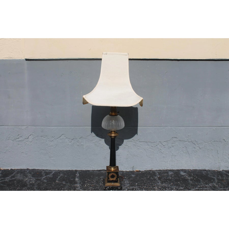 Antique Black \u0026 Gold Neoclassical Oil Lantern Style Electric Table Lamp |  Chairish, image size:900x900