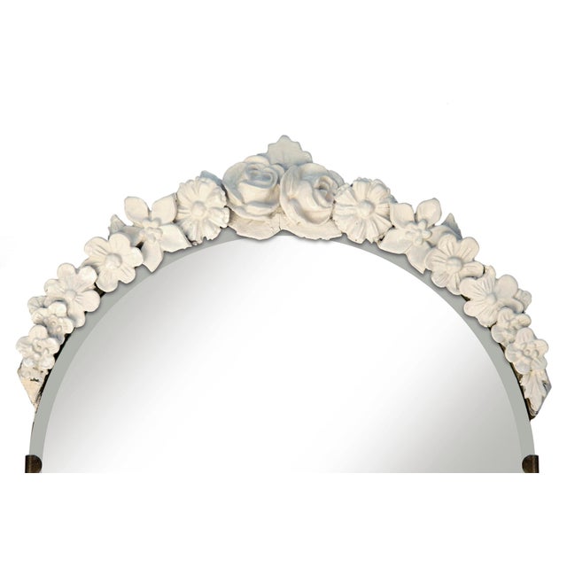 Art Deco Early 20th Century Original Art Deco Beveled Free Standing Barbola Mirror on Ball Feet For Sale - Image 3 of 6