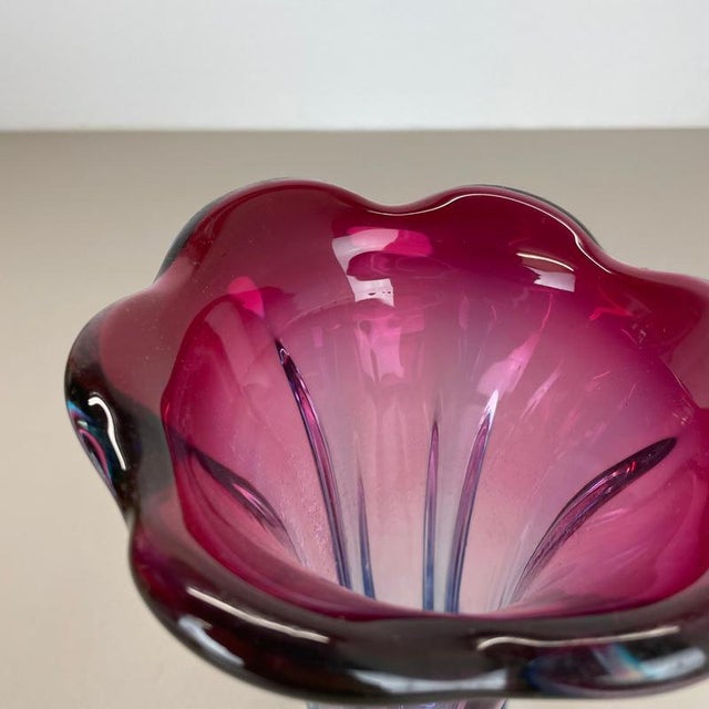 Glass Large Sculptural Pink and Blue Murano Glass Vase, Italy, 1970s For Sale - Image 7 of 18