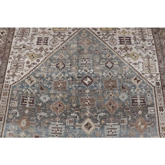 Antique Persian Malayer Gallery Rug With Soft Blue Field Tribal Design 7'5"x18'0" For Sale - Image 14 of 16